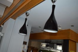 *Pair of Dartone Black Glass Ceiling Pendants