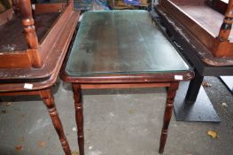 *Two Darkwood Dining Tables with Glass Tops