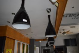 *Pair of Dartone Black Glass Ceiling Pendants