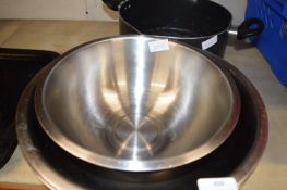 *Four Stainless Steel Bowl and a Black Pot