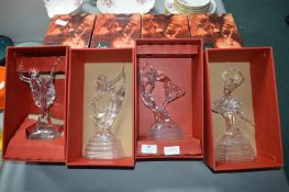 Four RCR Rock Crystal Crystal and Dance Figurines