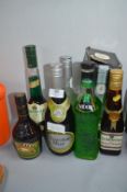 Six Bottles of Assorted Alcohol; Creme De Menth, M