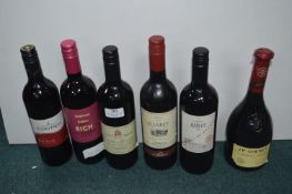 Six Assorted Bottles of Red Wine