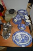 Blue & Willow Pattern Tableware, Glass Bowls, and