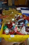Tub of Christmas Decorations etc.