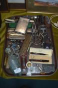 Tray Lot of Collectibles, Mouth Organs, Penknives,