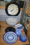 Pottery Bowls, Wall Clock, etc.