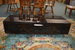 Black TV Stand with Drop Down Front