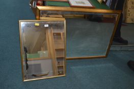 Two Gilt Framed Beveled Edge Mirror