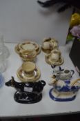 Two Victorian Cow Creamers (AF) plus Part Tea Set
