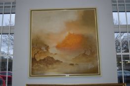 Abstract Oil on Canvas by Huxley