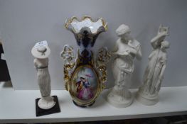 Three Figurines and a Vase