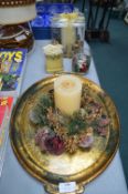 Christmas Candles and Tray etc.