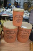 Three Terracotta Kitchen Storage Jars