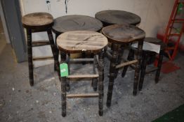 *Four Hardwood Barstools and Two Hardwood Bar Tables