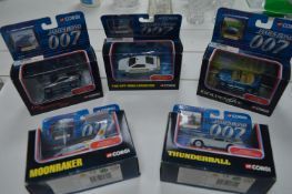 Five Corgi James Bond 007 Diecast Cars etc.