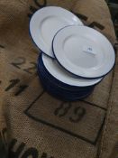 * 14 x white plates with blue rim
