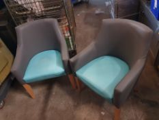* 2 x grey and turquoise tub chairs