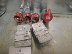* 3x 3Phase Male 1x 3Phase Female Connectors, 2x 13amp Wall Plug Socket