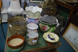 Assorted Planters, Lamp, etc.