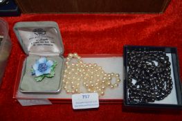 Royal Royal Worcester Brooch, plus Necklaces, etc.