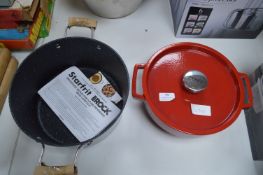 Starfrit Rock Cooking Pot, and a Pyrex Crock with