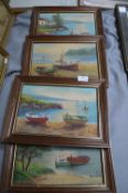 Four Framed Oils on Canvas of Coastal Scenes