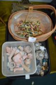Scent Bottles, Doll Parts, and Needle Point Bobbin