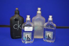 *Four Part Tester Bottles of Calvin Klein One, Eve