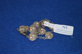 Silver Enameled Victorian Coin Bracelet