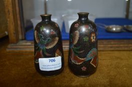 Pair of Cloisonne Enameled Vases
