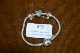 Girl's Silver Pandora Bracelets with Safety Chain