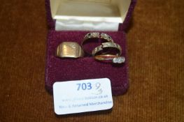 Four 9k Scrap Gold Rings ~9g total