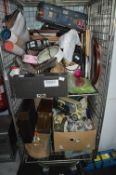 Cage of Assorted Household Items; Cases, Toys, Orn