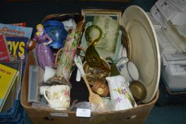 Pottery Vases, Butter Dishes, Glassware, Meat Plat