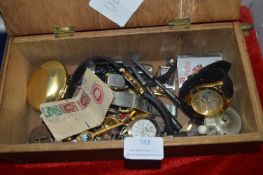 Wooden Box Containing Wristwatches etc.