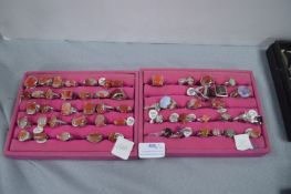 Two Trays of Semi-Precious Stone Rings