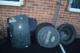 Vintage Tyres, Car Bonnets, etc.