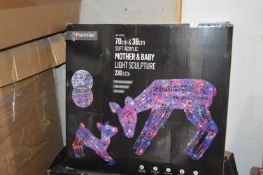 *70cm & 38cm Mother & Baby Deer Light Sculptures