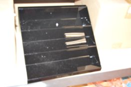 *Four Small Black Display Shelving Units