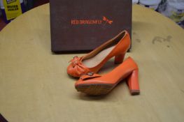 *Red Dragonfly Orange High Heel Shoes Size: 5