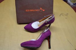 *Red Dragonfly Purple High Heel Shoes Size: 5