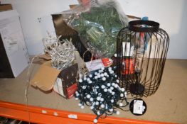 *Festive Lantern, Christmas Lights, and Garlands