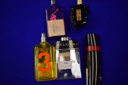 Five Bottles of Assorted Fragrances