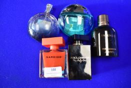 Five Bottles of Assorted Fragrances
