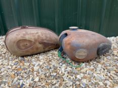 A Francis Barnett petrol tank and one other.