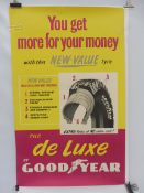 A Goodyear de-luxe tyres pictorial advertising poster, dated 1953, 22 x 35