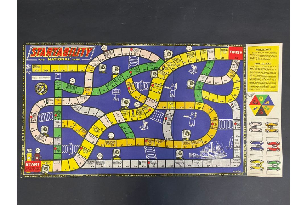 A rare National Benzole Mixture 'Startability' board game, uncut and in near mint condition,