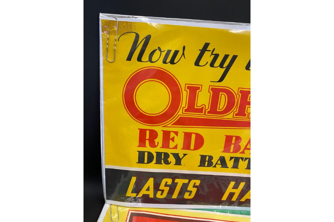 Three Oldham Batteries rectangular advertising posters, the largest 39 1/2 x 14 1/2". - Image 5 of 7