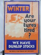An original Dunlop Winter Tyres pictorial advertising poster, 19 x 29